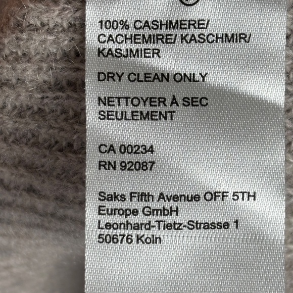 Saks Fifth Ave. Women 100% Cashmere Long Sleeve Sweater Sz XS Taupe Ribbed Soft - Picture 6 of 9